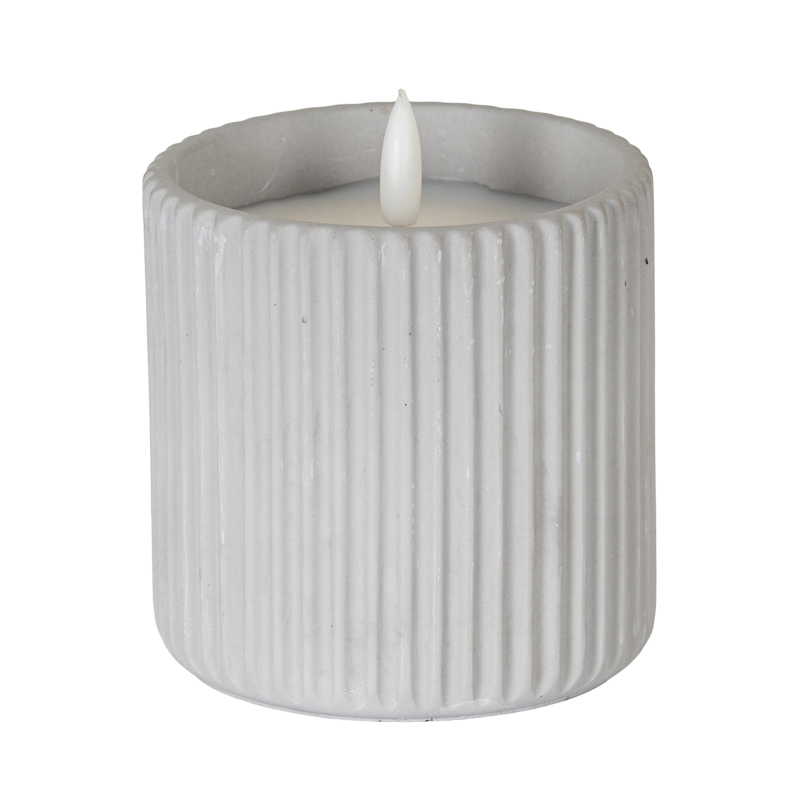 Luxo Natural Glow Chalk Ribbed LED Candle - Large