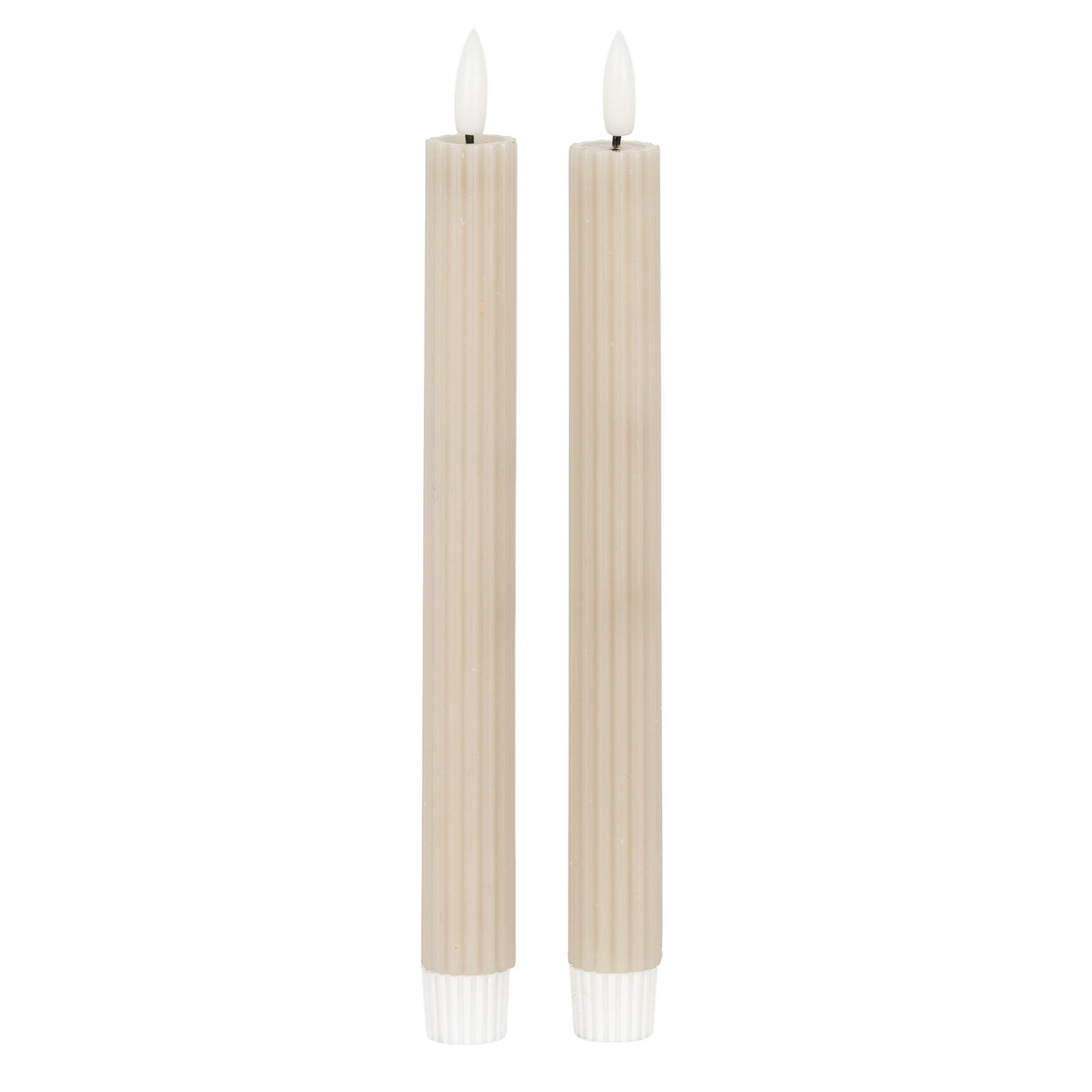 Luxo Natural Glow Taupe Ribbed Taper Candles