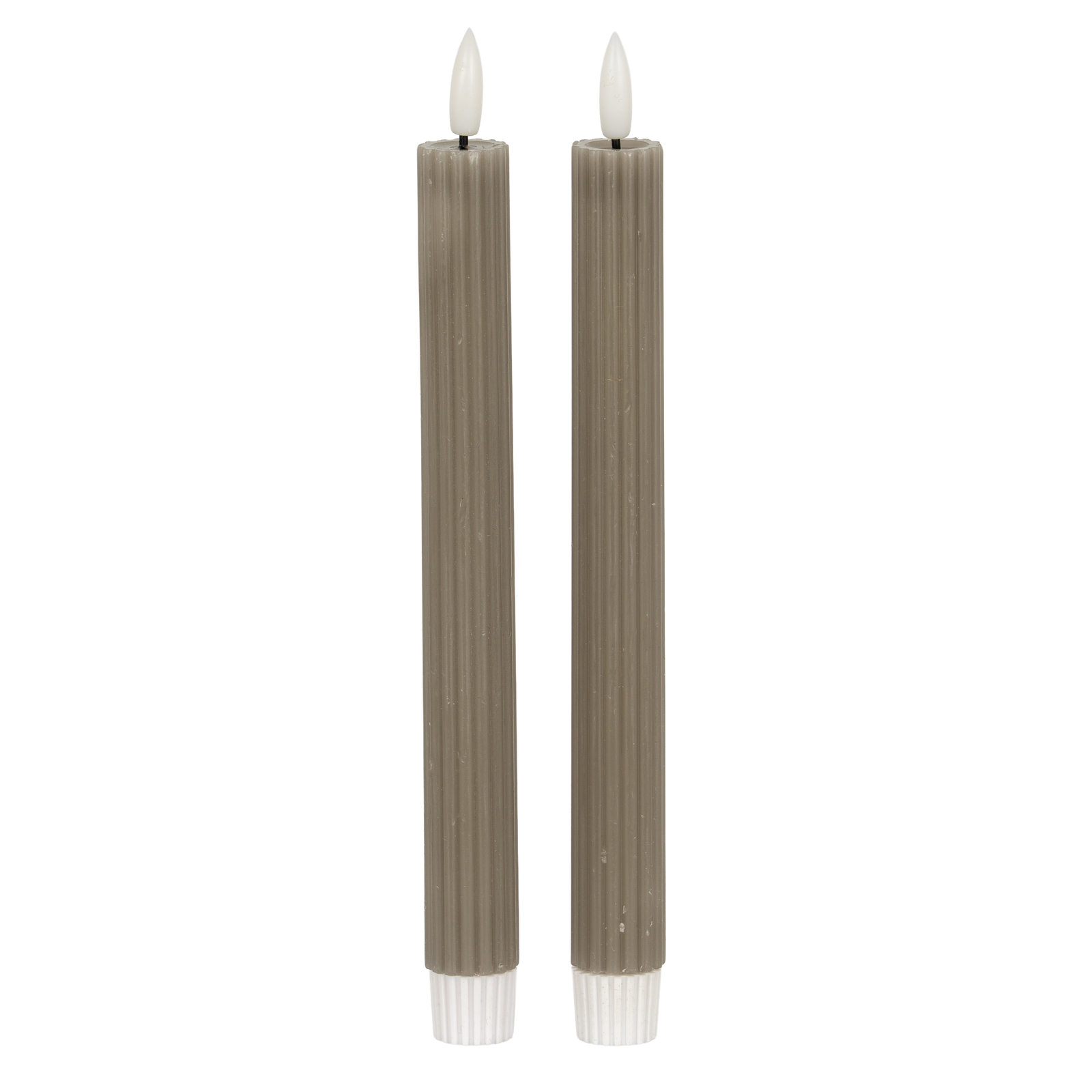 Luxo Natural Glow Grey Ribbed Taper Candles