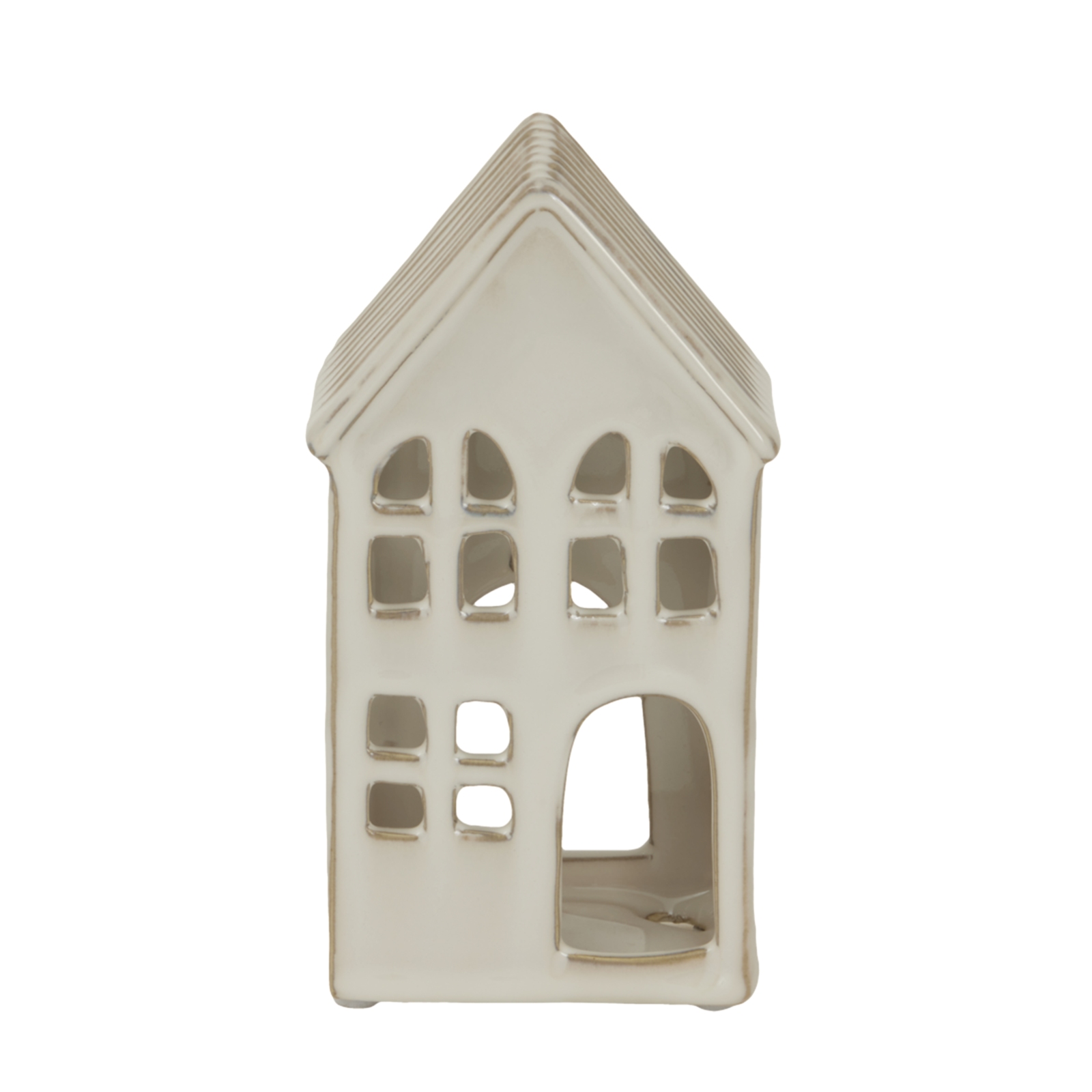 VILLA Large White Ceramic House Tea Light Holder - White