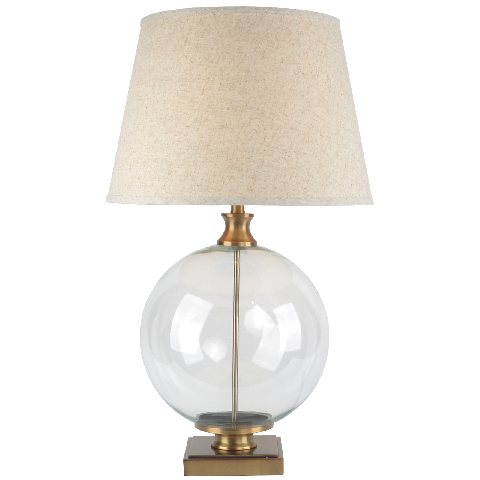 LUNIA Glass Orb Table Lamp With Linen Shade