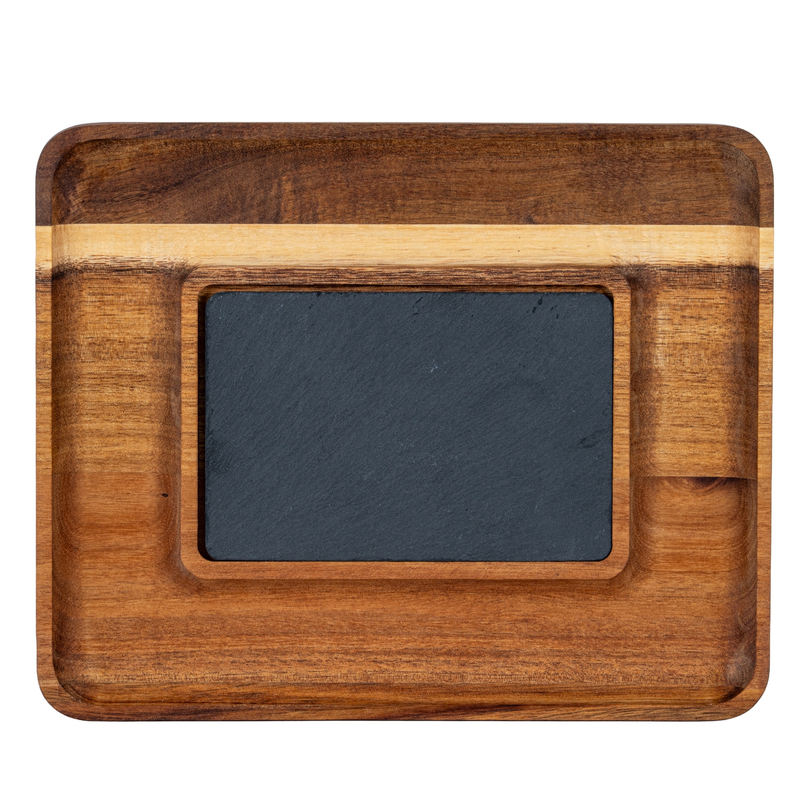 VALORE Serving Tray with Slate - Oak Finish