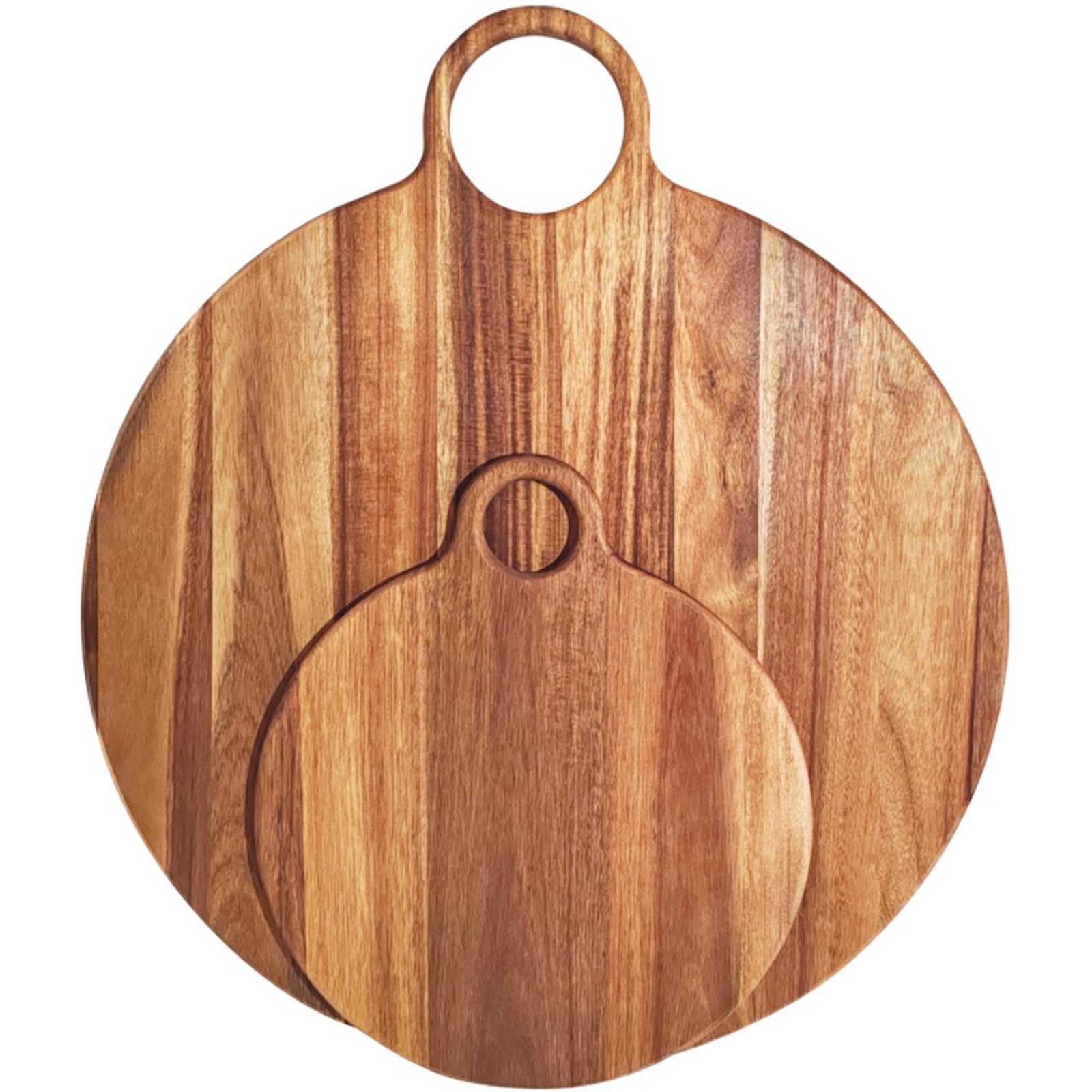 VALORE Large Round Serving Board With Handle - Brown