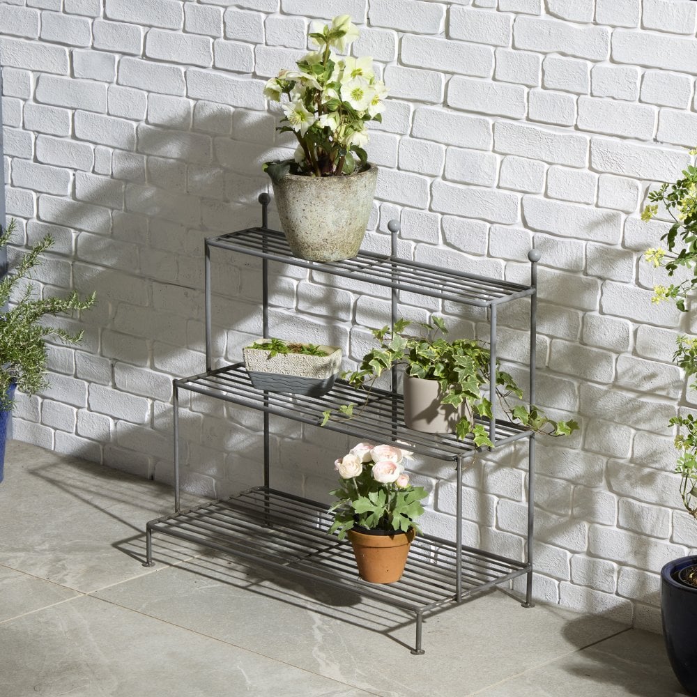 LOREVA 3 Tier Lily Plant Stand Display Shelf - Grey