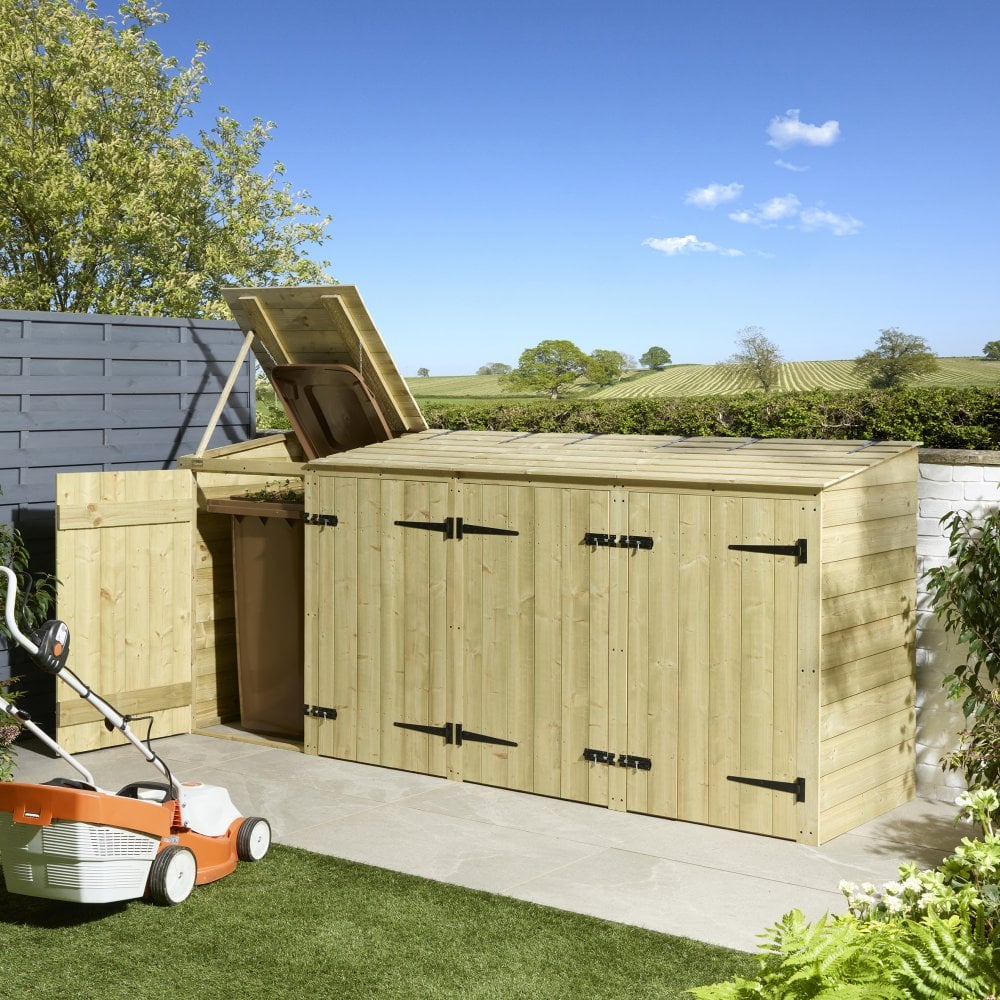 SHERBROOK Quadruple Outdoor Bin Storage - Natural