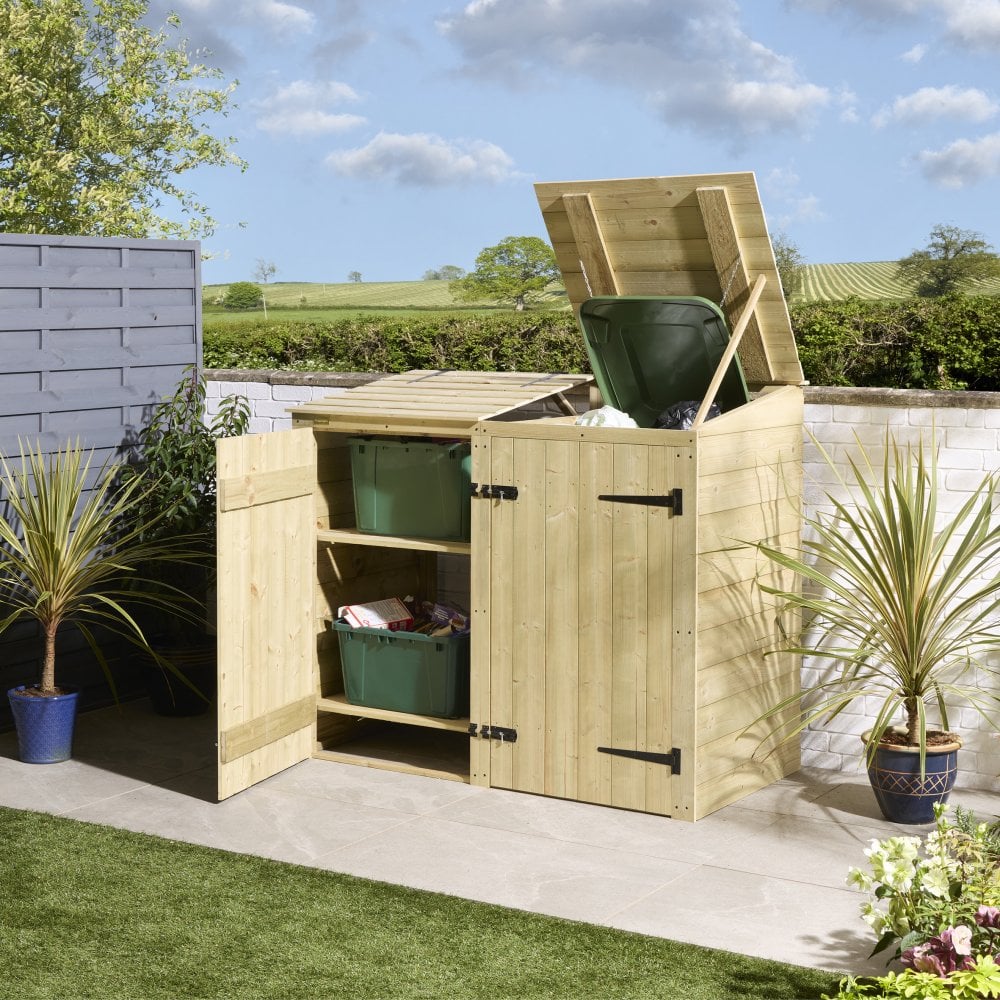 SHERBROOK Single Outdoor Bin Storage Unit with Box Store - Natural