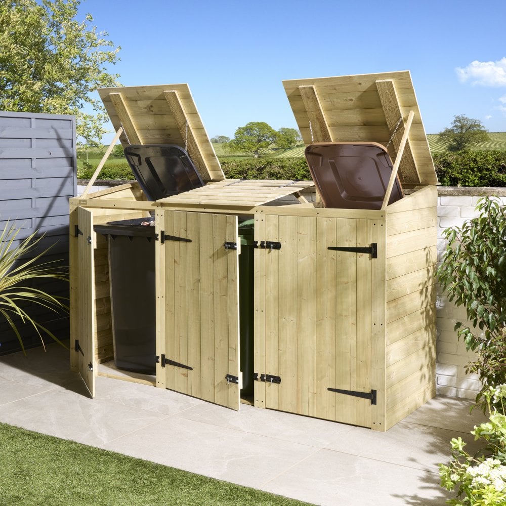 SHERBROOK Triple Outdoor Bin Storage - Natural