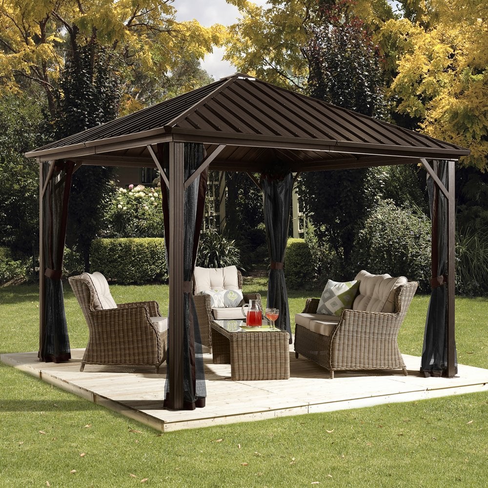 KINGSLEY Sojag Gazebo Aluminum Rustproof Frame Dark Grey - 3mx3m
