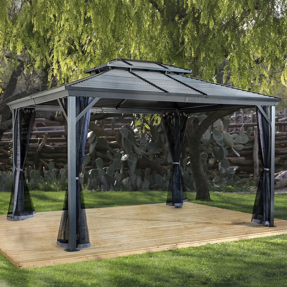 VENTARO Sojag Gazebo Aluminium Rustproof Frame Outdoor Shelter Dark Grey - 3mx3.7m