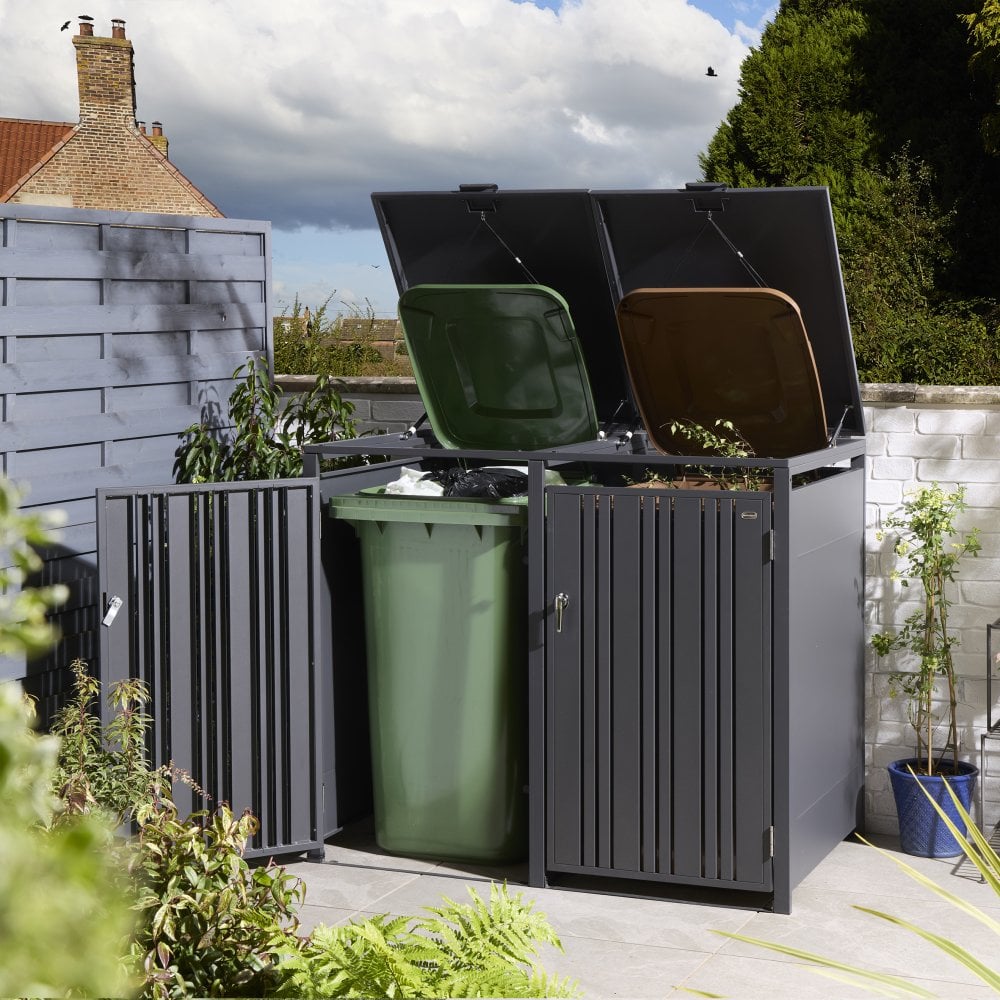 WEXLORD Double Metal Outdoor Bin Storage - Anthracite