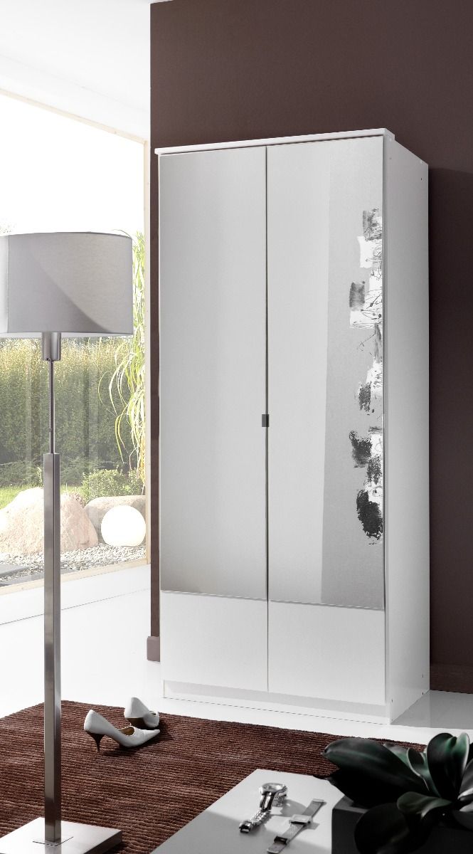 INAGU 2 Door Mirrored Wardrobe White - 90cm