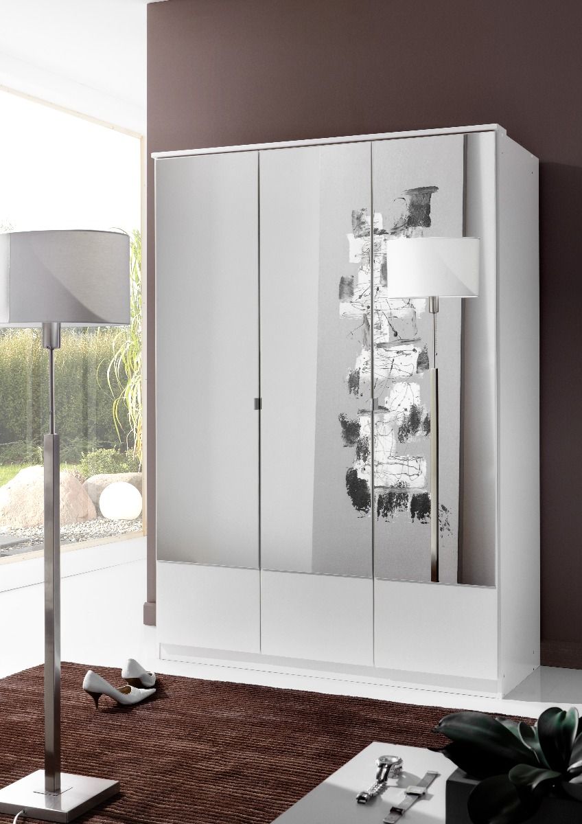 INAGU 3 Door Mirrored Wardrobe White - 135cm