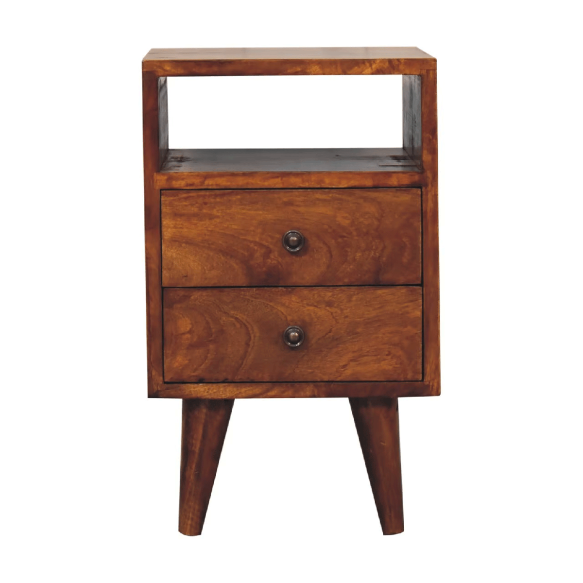 Bedside Table - RUSTICO Nightstand Chestnut Finish 30cm