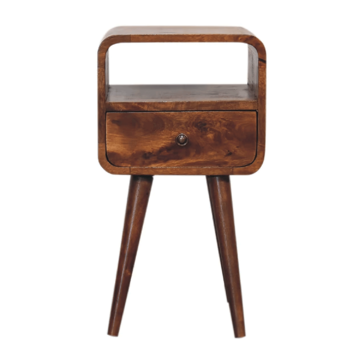 Bedside Table - RUSTICO 1 Drawer Nightstand Chestnut 40cm