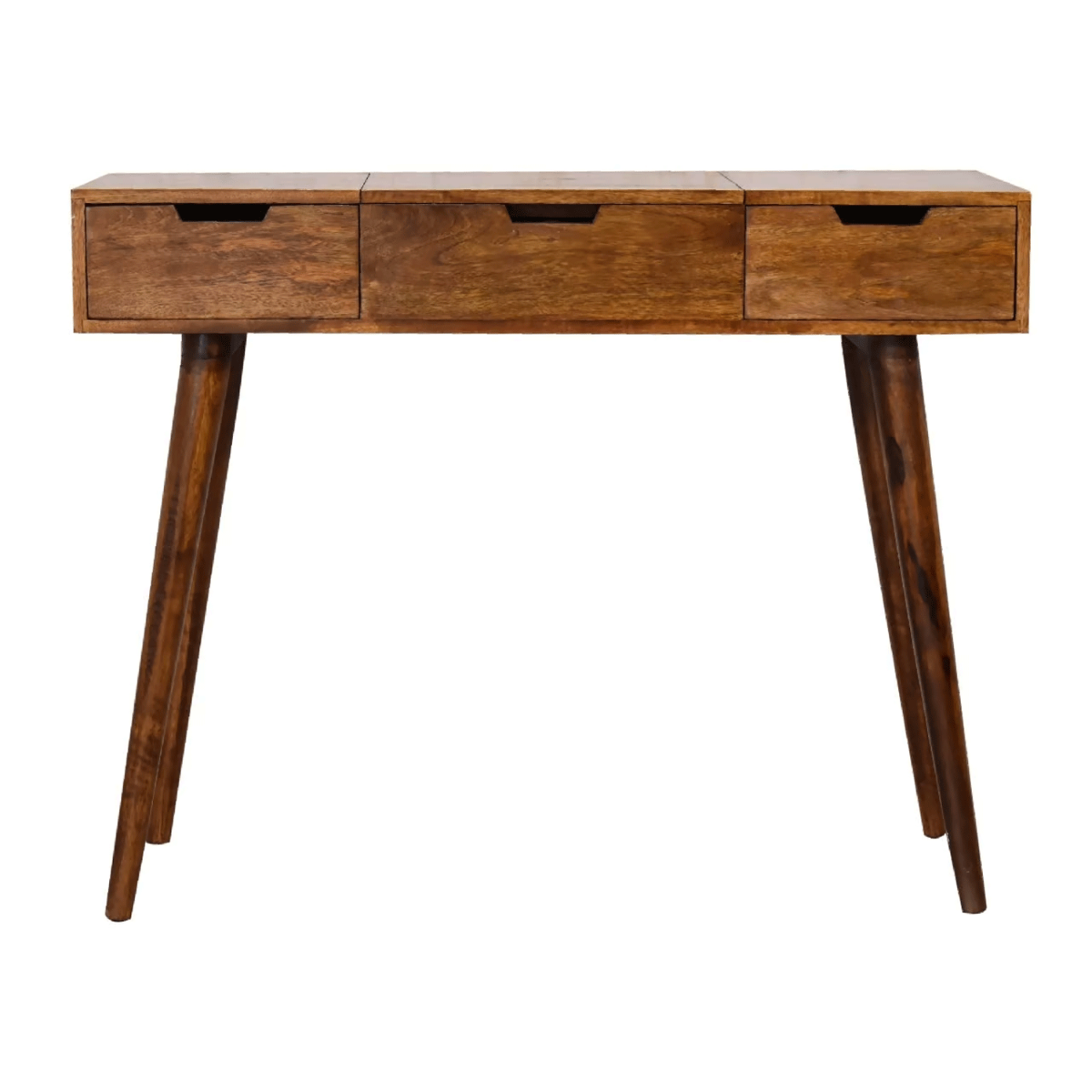 Dressing Table - RUSTICO 3 Drawer Dresser Chestnut Finish 100cm
