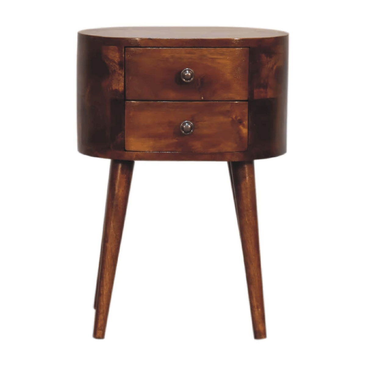 Bedside Table - VERDE 2 Drawer Nightstand Chestnut Finish 35cm