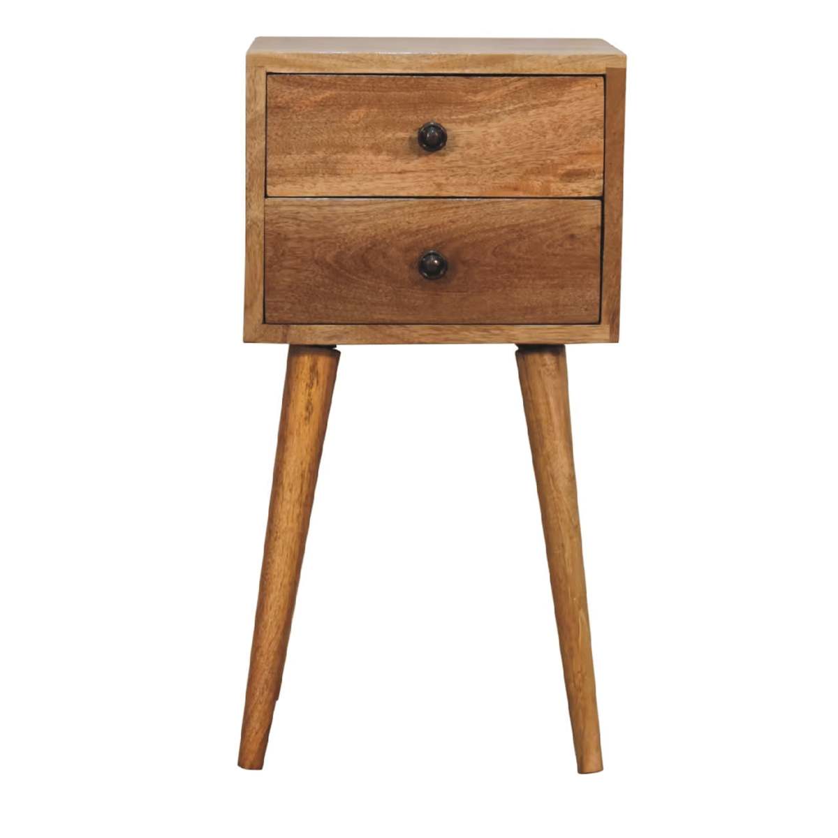 Bedside Table - VERDE 2 Drawer Nightstand Oak Finish 30cm