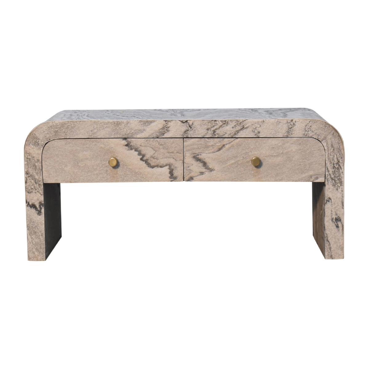 Orpheus Round Edge Media Unit - Laminated Marble Effect