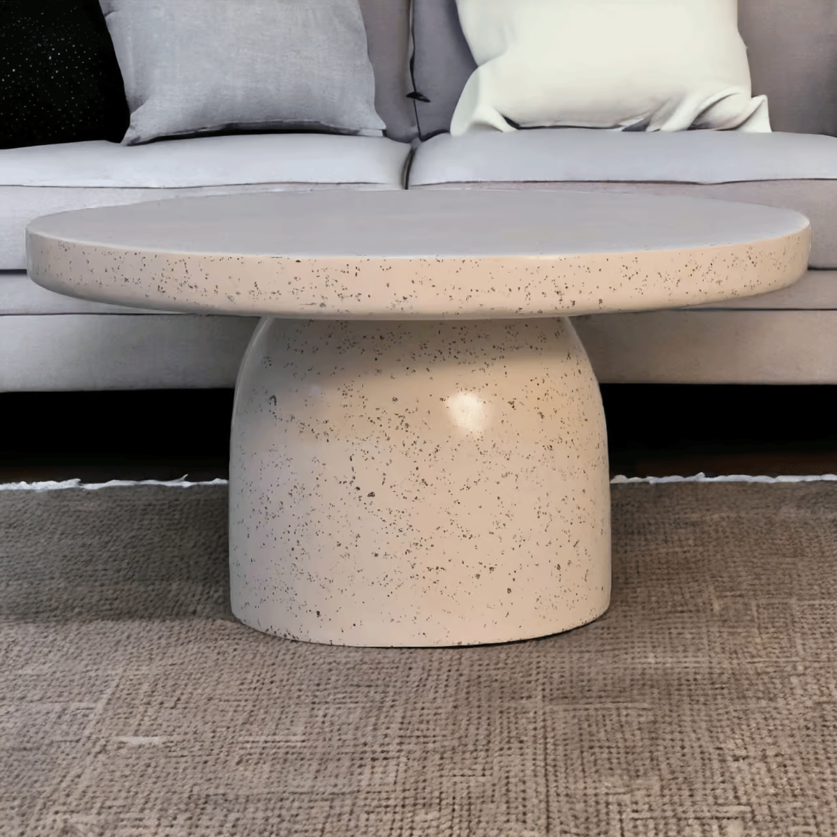 Petite Whisper Mosaic Pattern Round Side Table - White