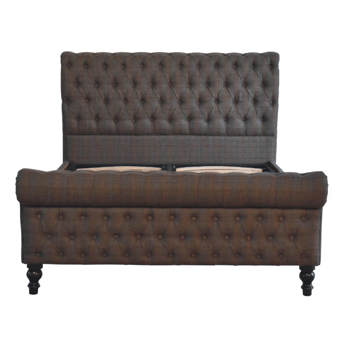 Tweed Elegance Deep Button Roll Top Bed