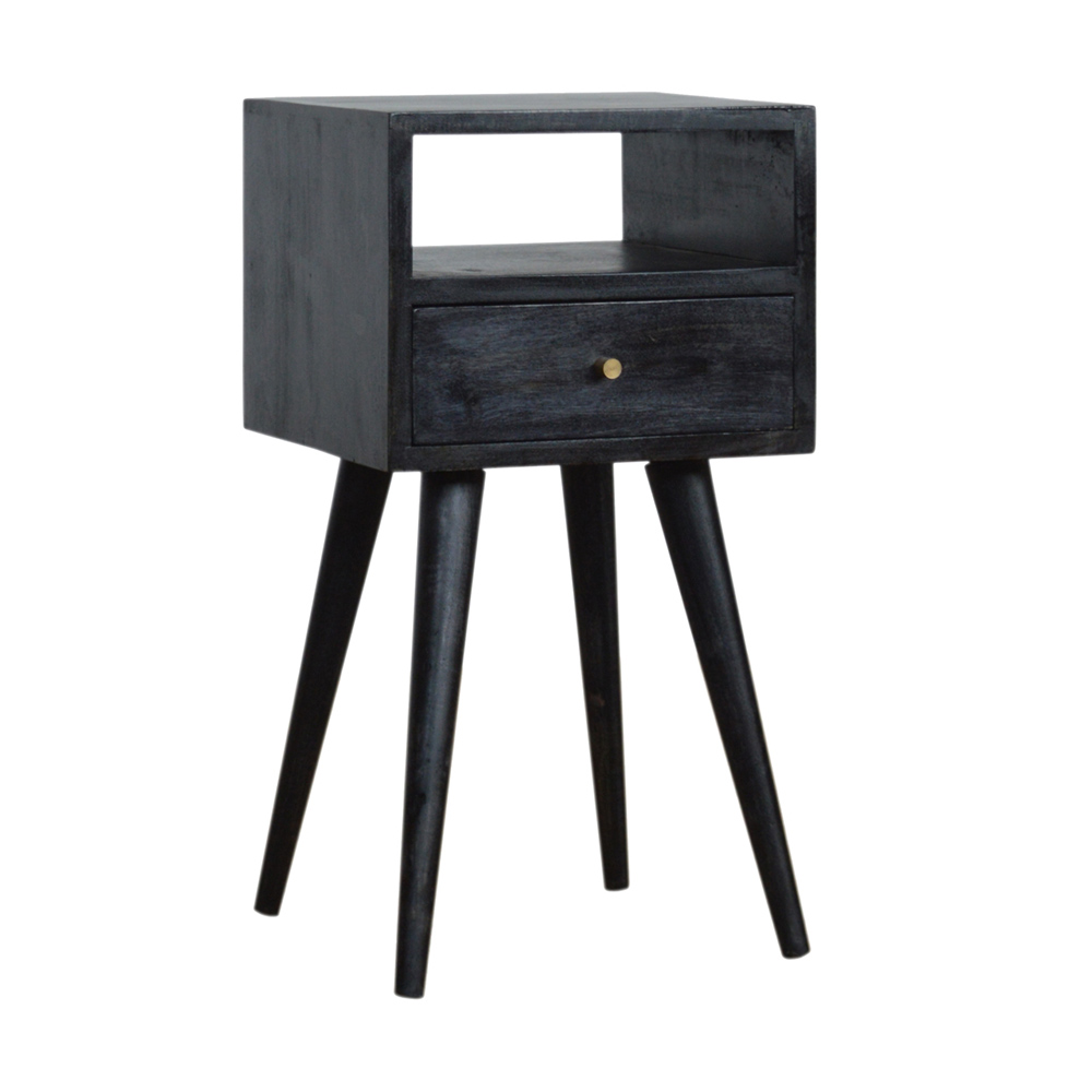 Bedside Table - PETITE Nightstand Ash Black 30cm