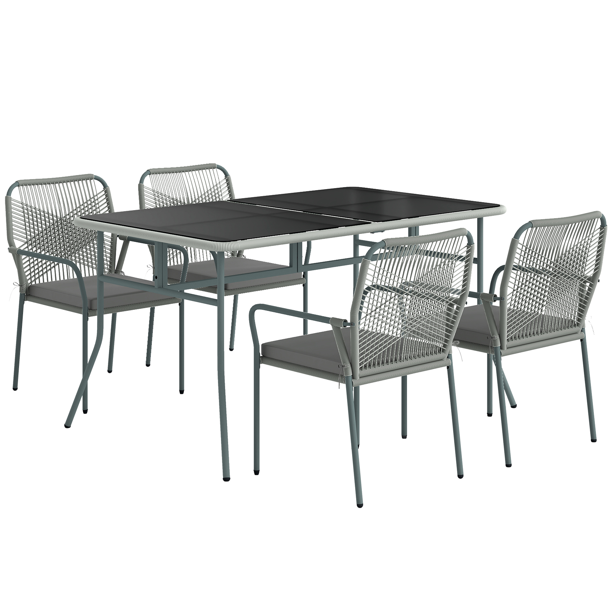 SUNVISTA Five Piece PE Rattan Garden Dining Set Light Grey