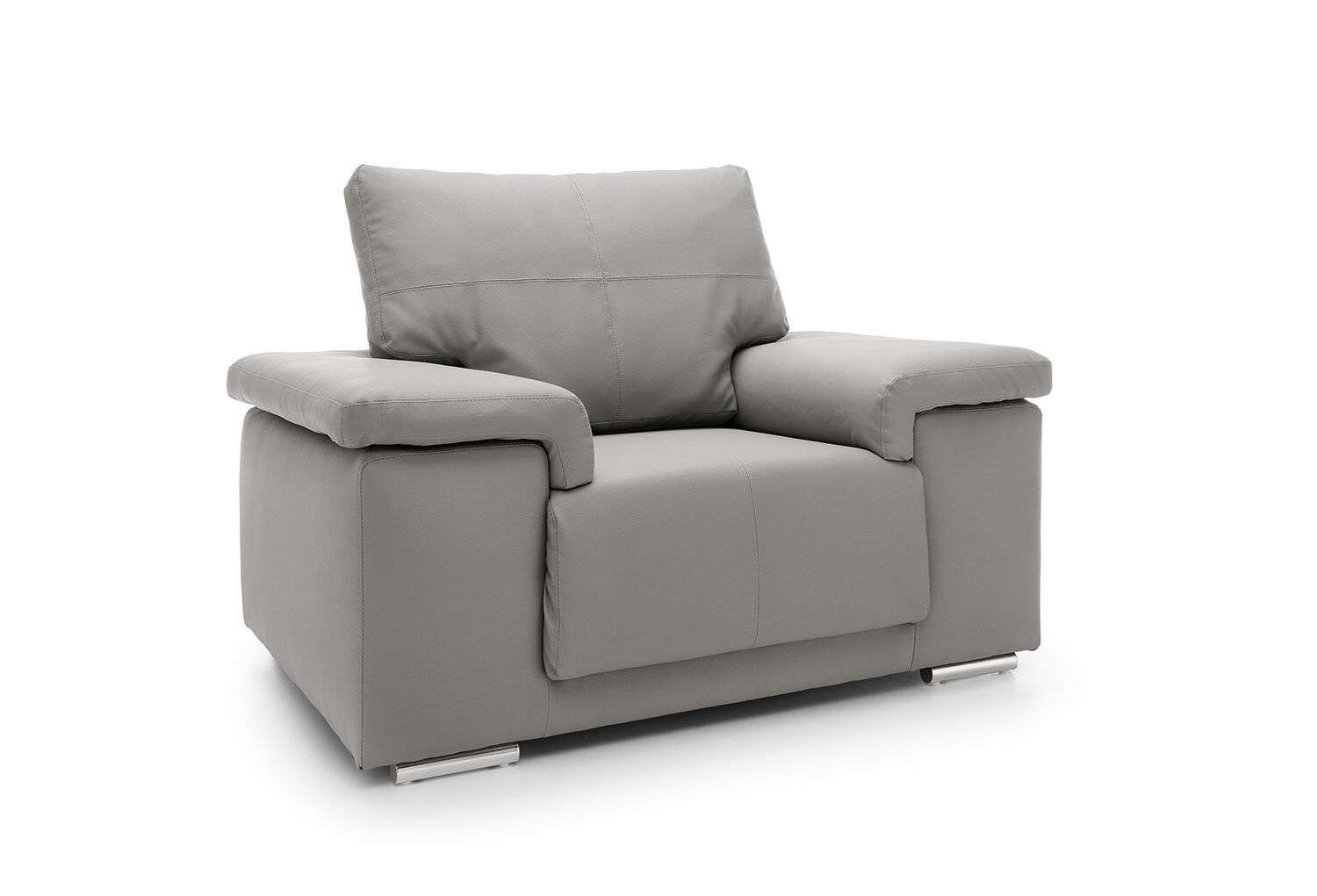 CHELMSFORD Bonded Leather Fullback Armchair Sofa - Light Grey