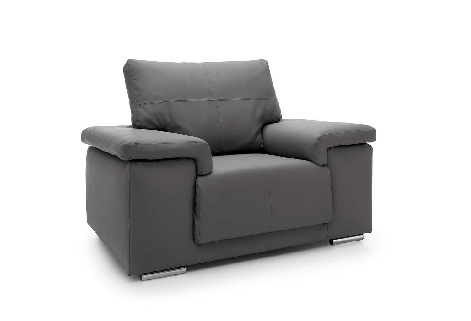 CHELMSFORD Bonded Leather Fullback Armchair Sofa - Dark Grey