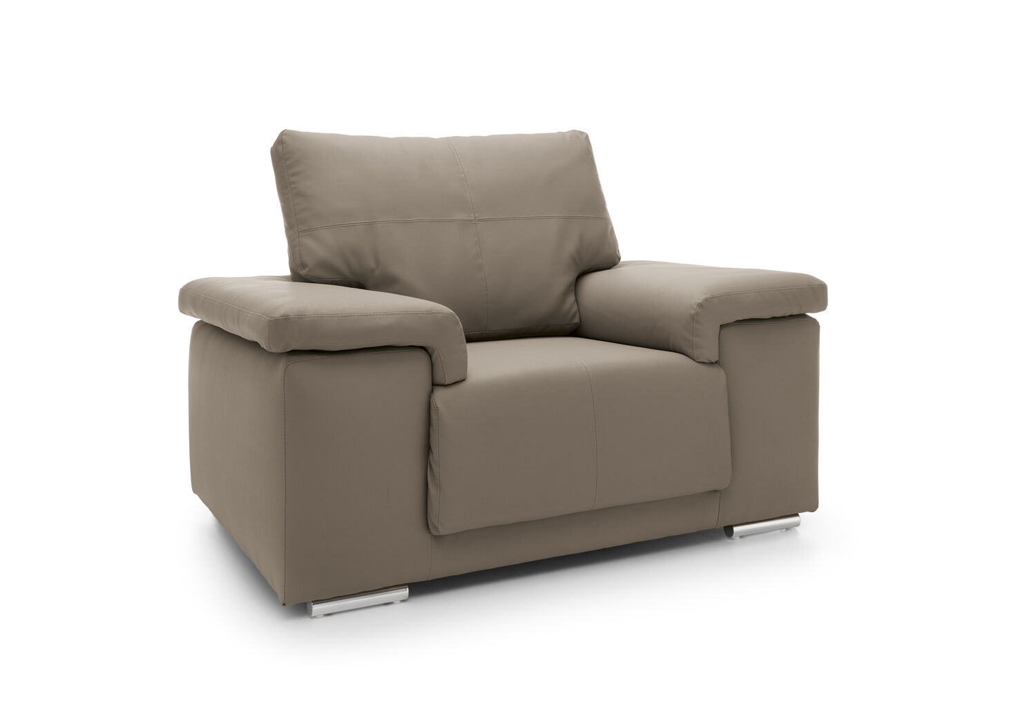 CHELMSFORD Bonded Leather Fullback Armchair Sofa - Taupe