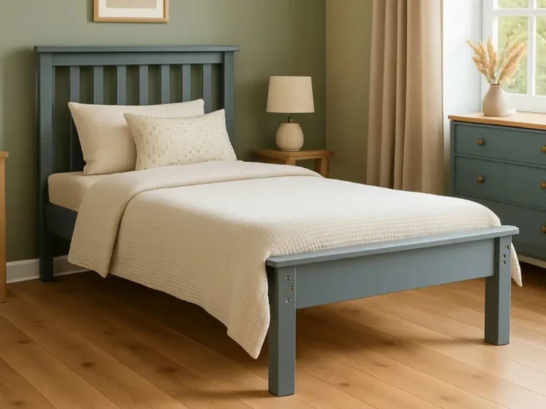 Single Bed - KIVRA 3ft Wooden Bedframe - Grey