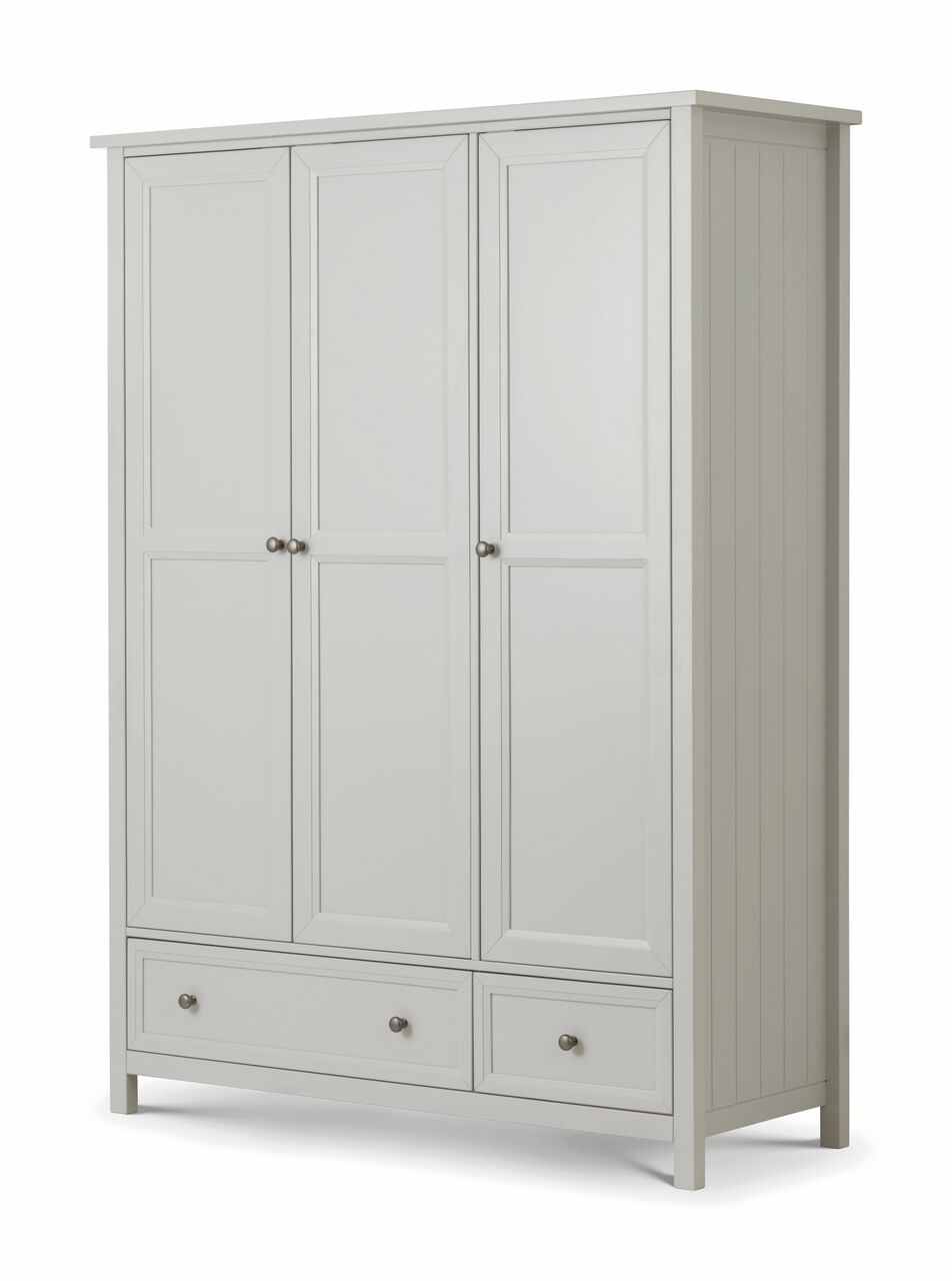 MALTON 3 Door Wardrobe with 2 Drawers Grey - 135.5cm
