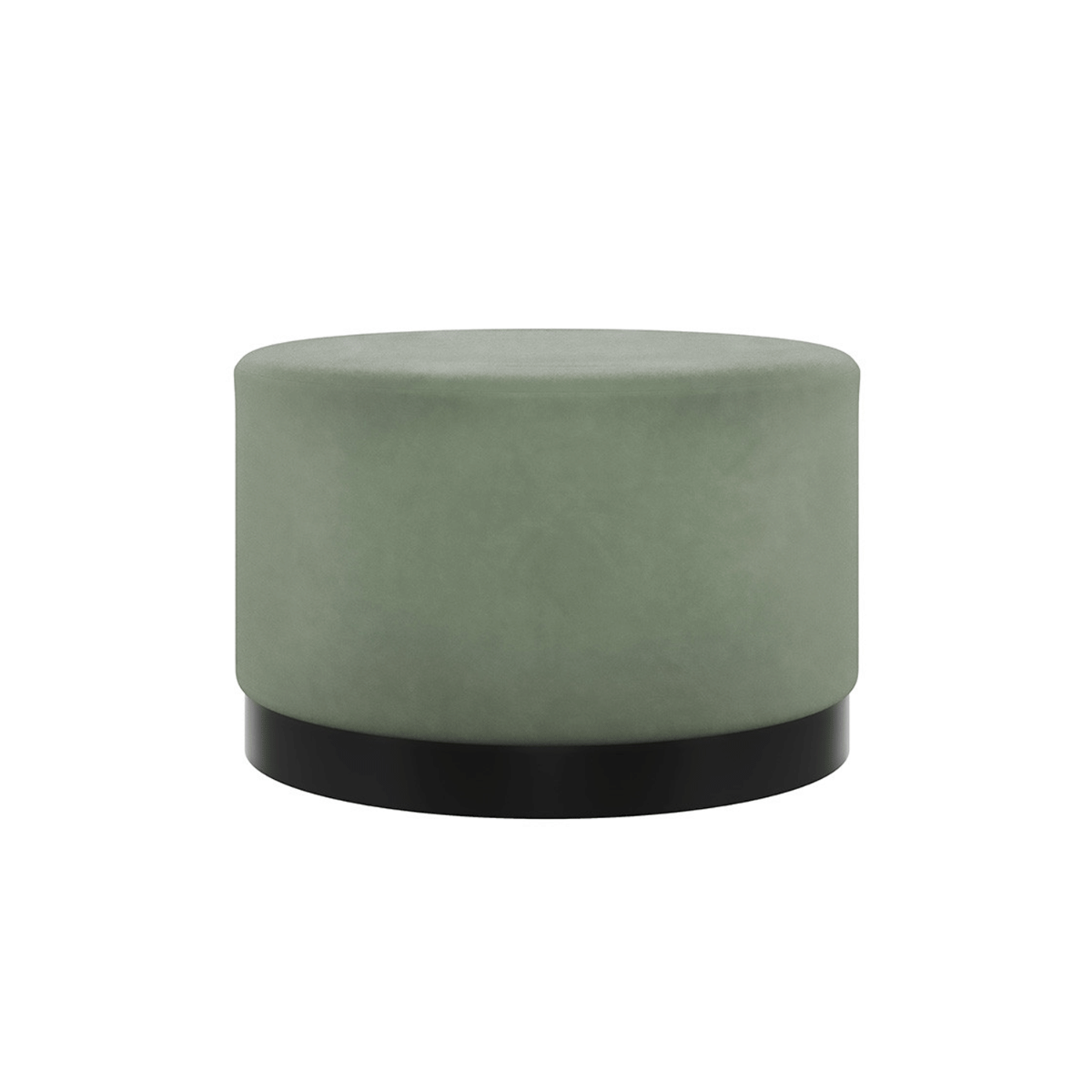 Harlow Large Pouffe with Matte Black Base - Sage Velvet