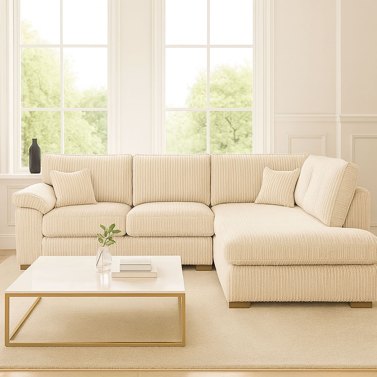 CORDURA Jumbo Cord Corner Sofa - L Shaped - Right Hand Facing - Fullback - Cream