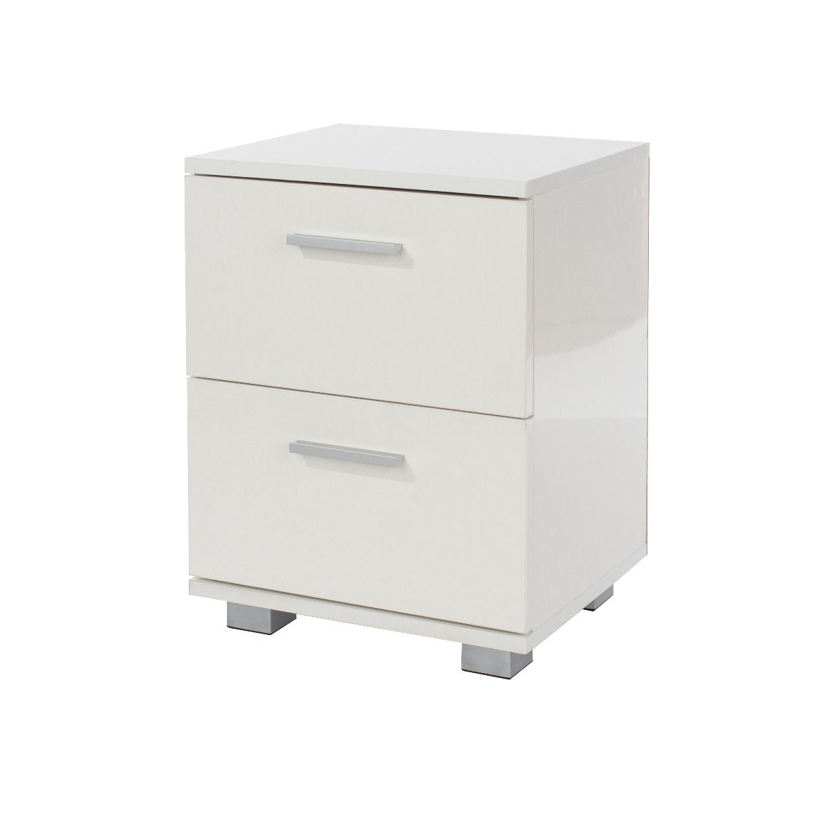 Bedside Table - LIDO 2 Drawer Nightstand White 35cm