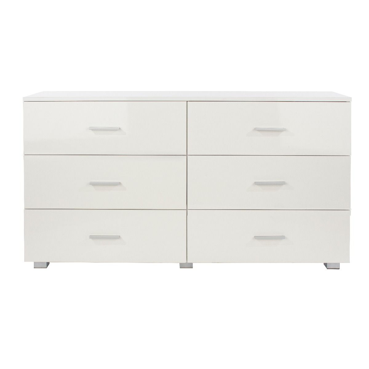 LINTON White Chest of Drawers - Large-sized, 6 Drawers, Double
