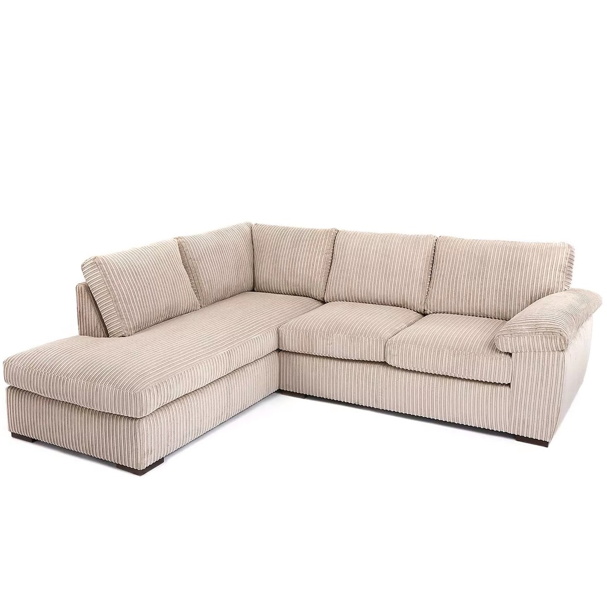 AMALFI Large Jumbo Cord Fullback Corner Sofa - L Shaped - Left Hand Facing - Cream