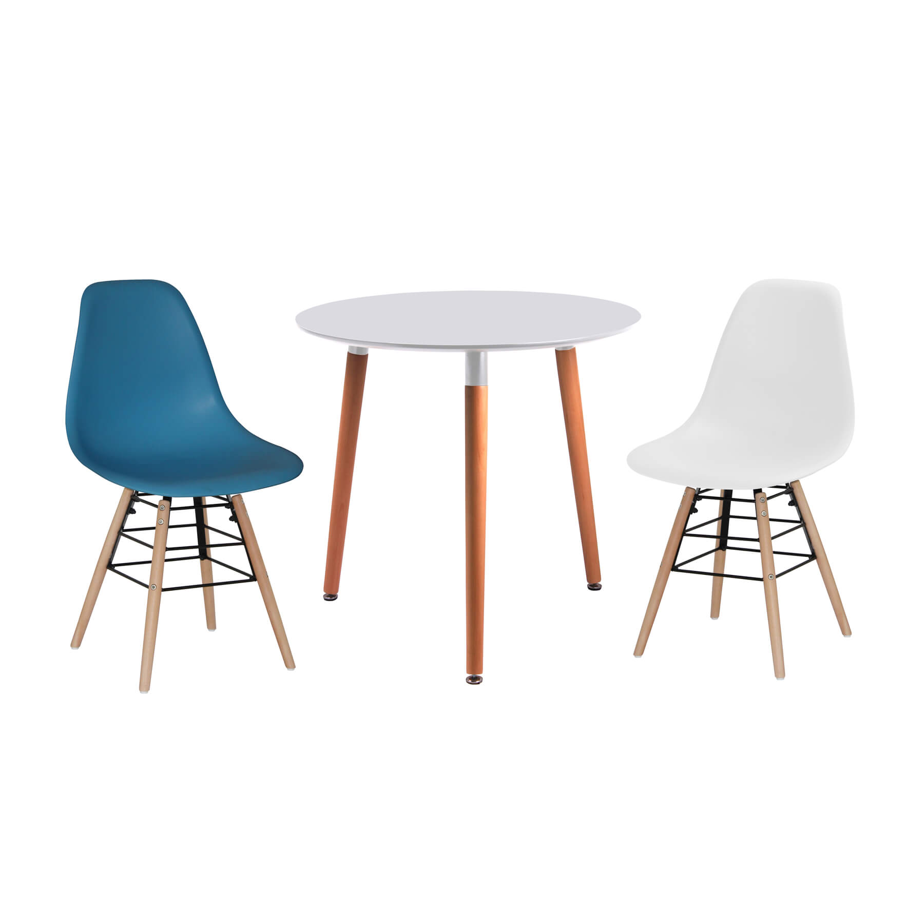 Polastro Modern Sophistication High Gloss Dining Table with Solid Beech Legs Round - White