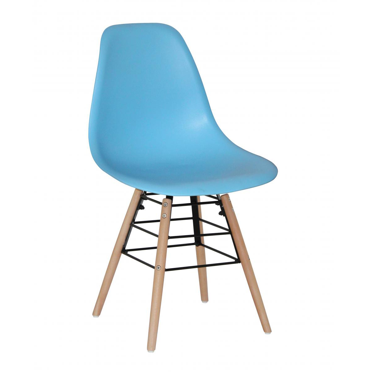 Polastro Plastic Dining Chairs set Vibrant Comfort with Solid Beech Legs 4 piece - Light Blue