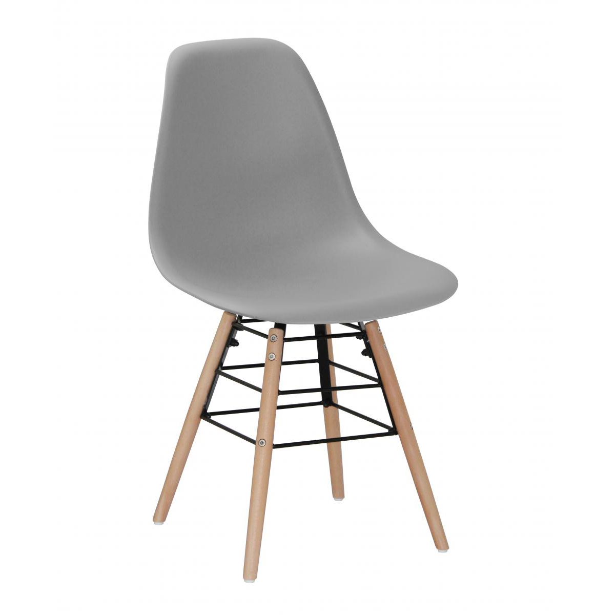 Polastro Plastic Dining Chairs set Vibrant Comfort with Solid Beech Legs 4 piece - Light Grey