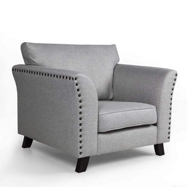Riviera Chic 1 Seater Fabric Sofa - Grey