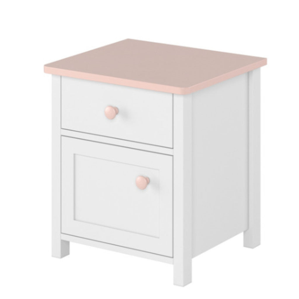 Bedside Table - MOON Nightstand White Matt 45cm