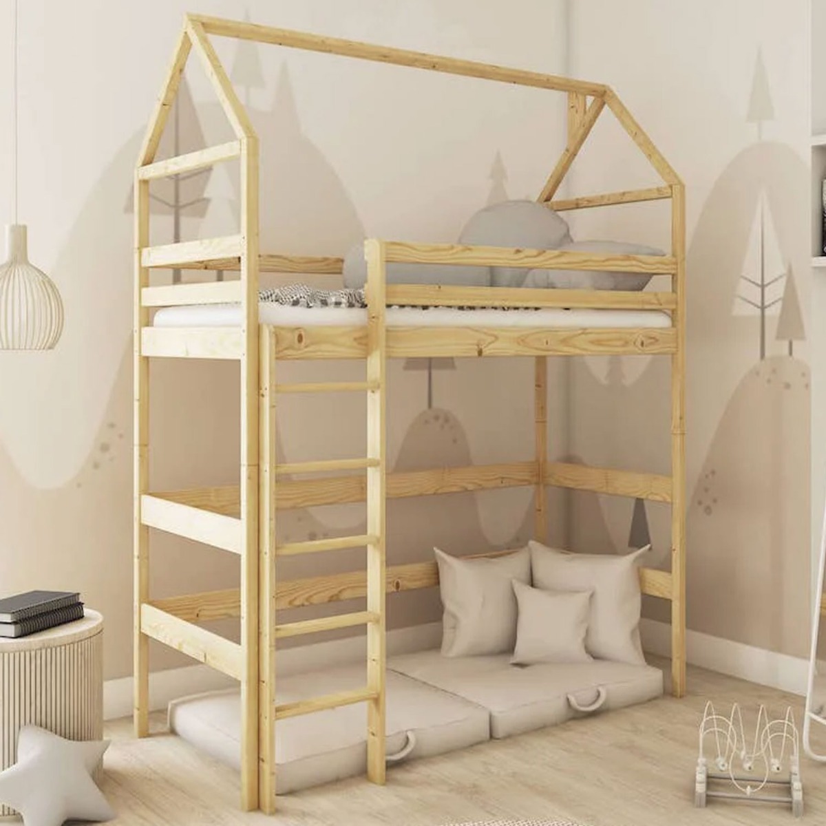 Ajax Siena Wooden Loft Bed Frame - Pine