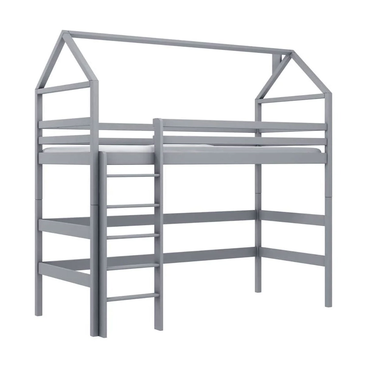 Ajax Siena Wooden Loft Bed with Foam/Bonnell Mattress - Grey