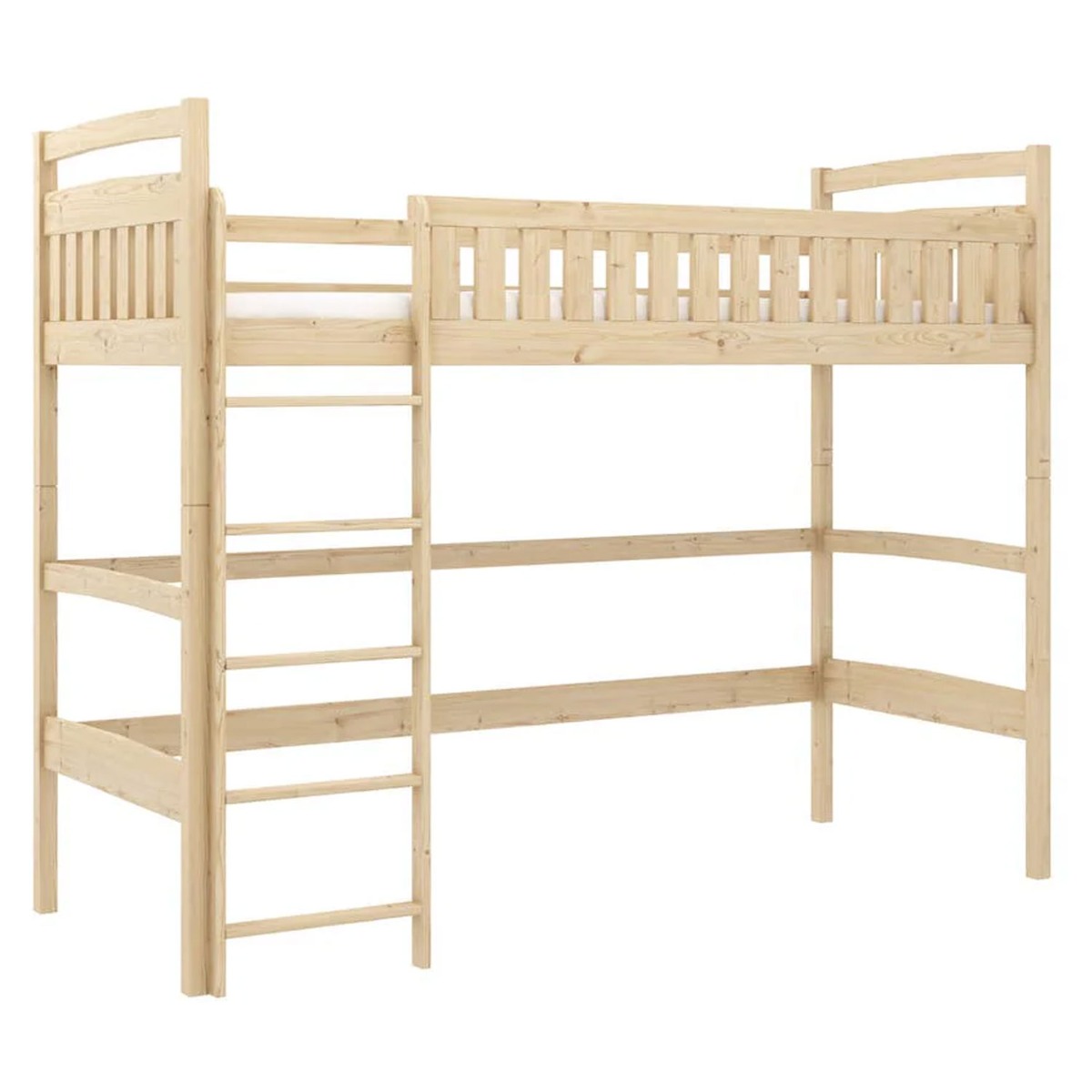 Winston Knox Wooden Loft Bed with Foam/Bonnell Mattress - Pine