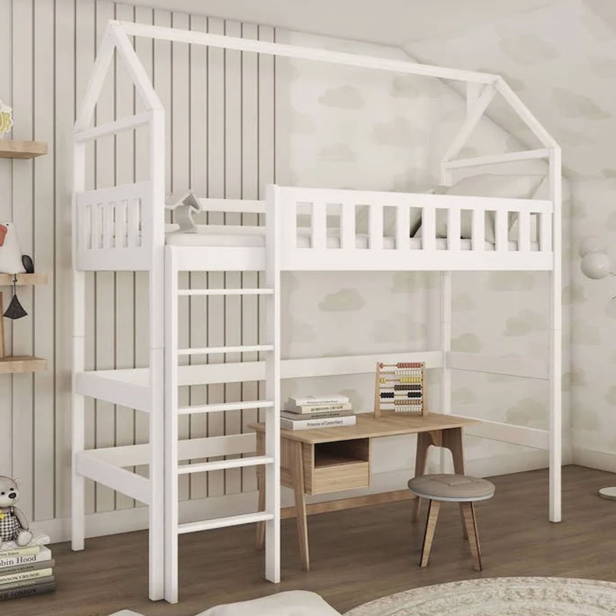 Maxwell Rex Wooden Loft Bed Frame - White
