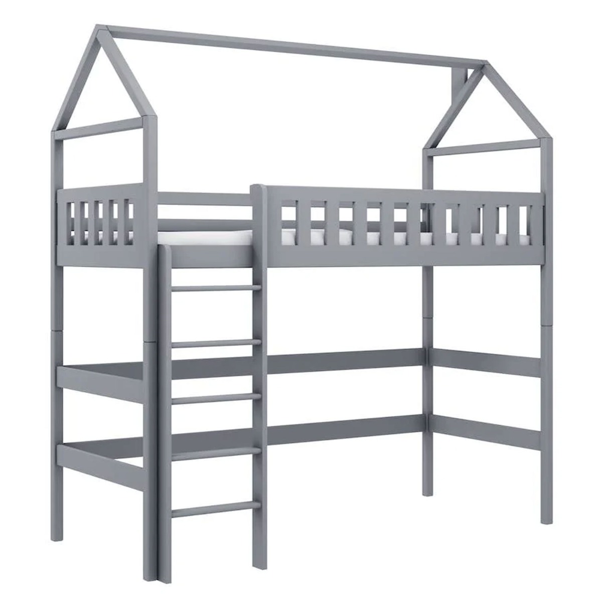 Maxwell Rex Wooden Loft Bed with Foam/Bonnell Mattress - Grey