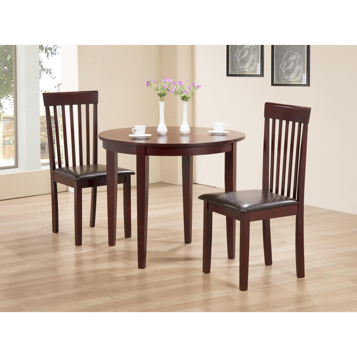 Scottsdale Dining Set with Folding Table and Comfortable Chairs - Mahogany