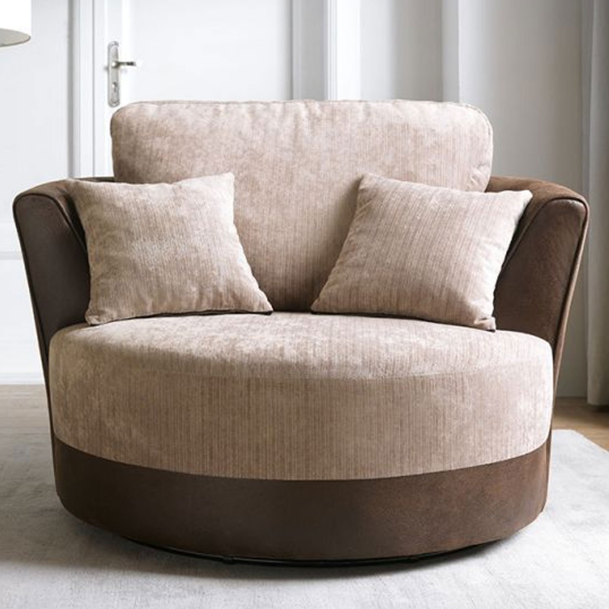 LINACRE Swivel Chair - Brown and Beige