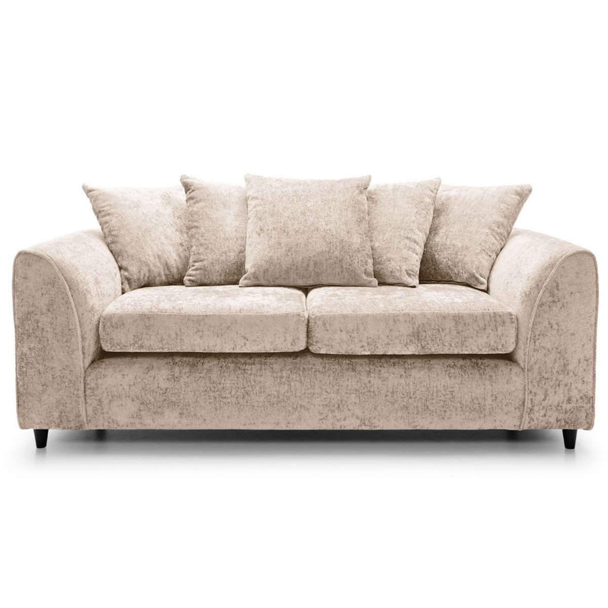 GILLIVER Crushed Chenille Fabric 3 Seater Scatterback Sofa - Cream