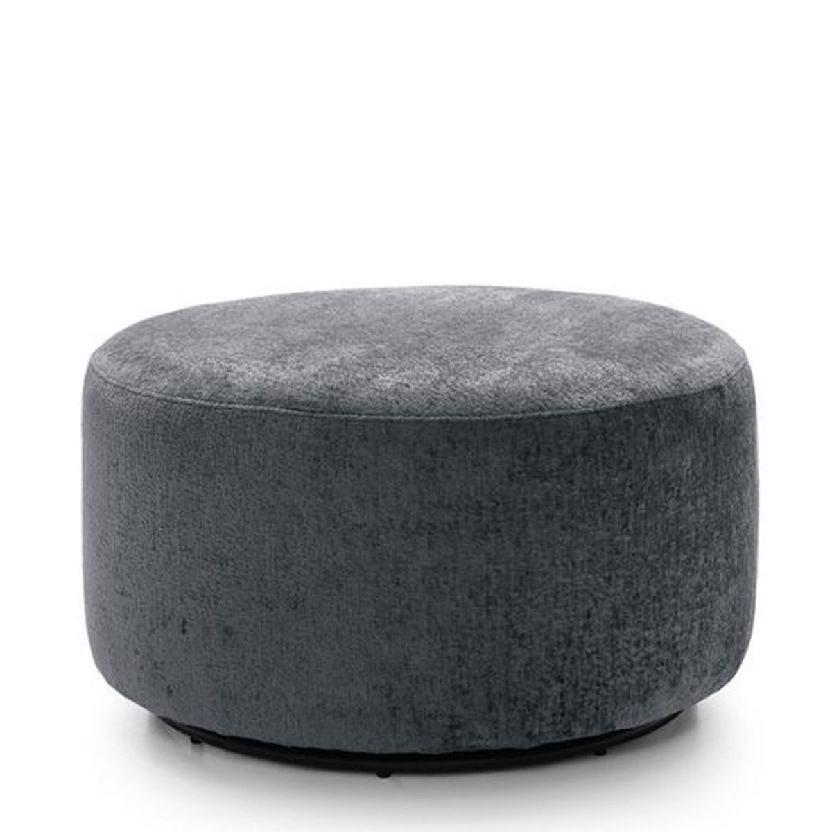 GILLIVER Crushed Chenille Fabric Swivel Footstool - Dark Grey